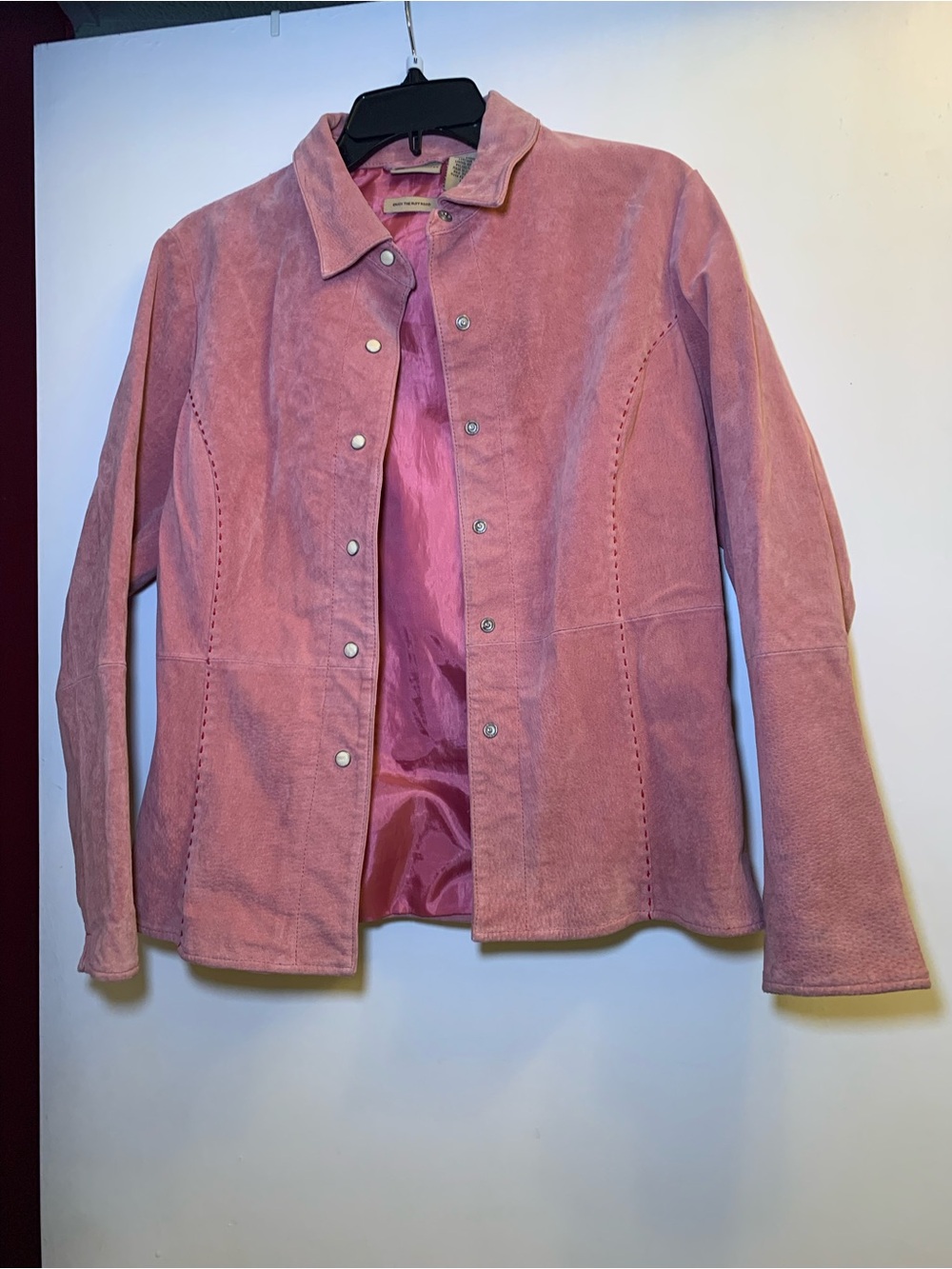 Ruff Hewn Dusty Rose Suede Snap-Front Jacket
